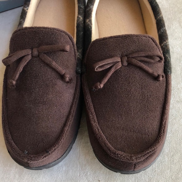 Totes Toasties Totes Men’s Brown Cream Memory Foam Slippers Size M (8-9) - Picture 5 of 11